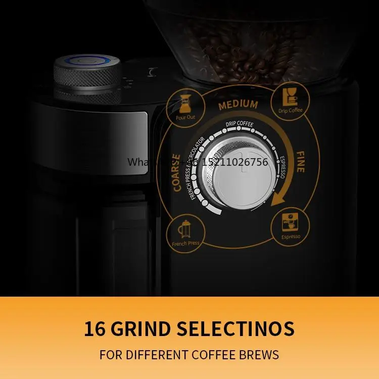 16 Adjustable Setting Coffee Grinder Burr Kitchen Professional Espresso Bean Coffee Grinder Electric Stainless Steel