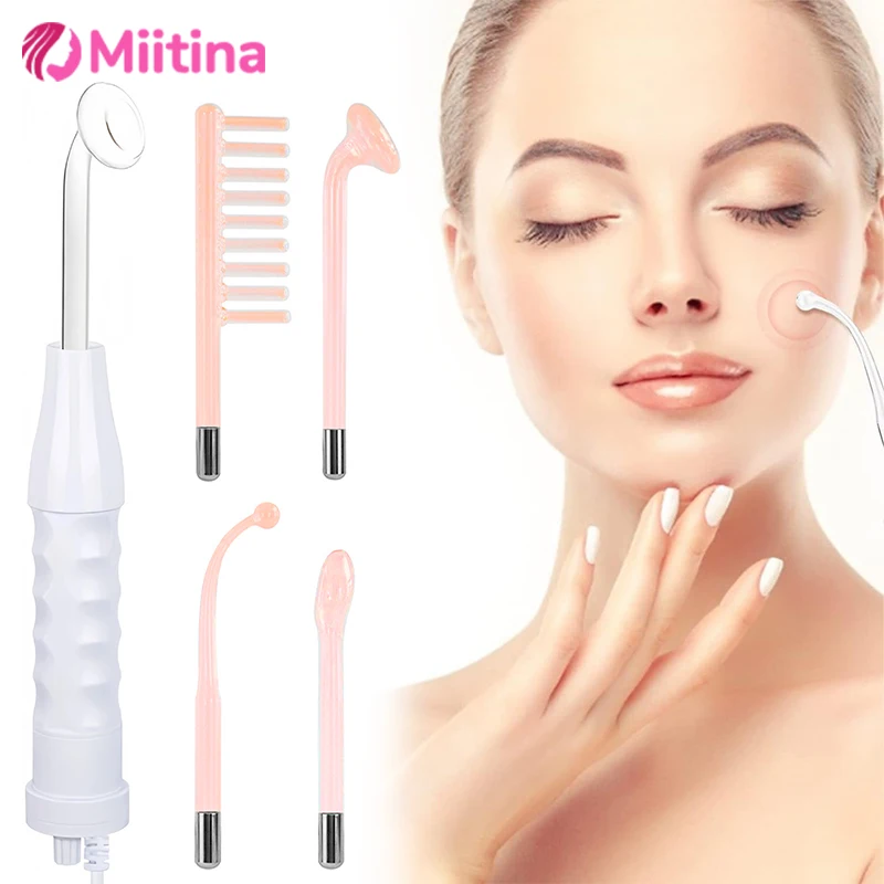 جديد برتقالي عالية التردد جهاز للعناية بالوجه عصا العلاج الكهربائي أنابيب الأرجون النيون الصولجانات المضادة للتجاعيد وتجديد شباب الجلد عصا التجميل