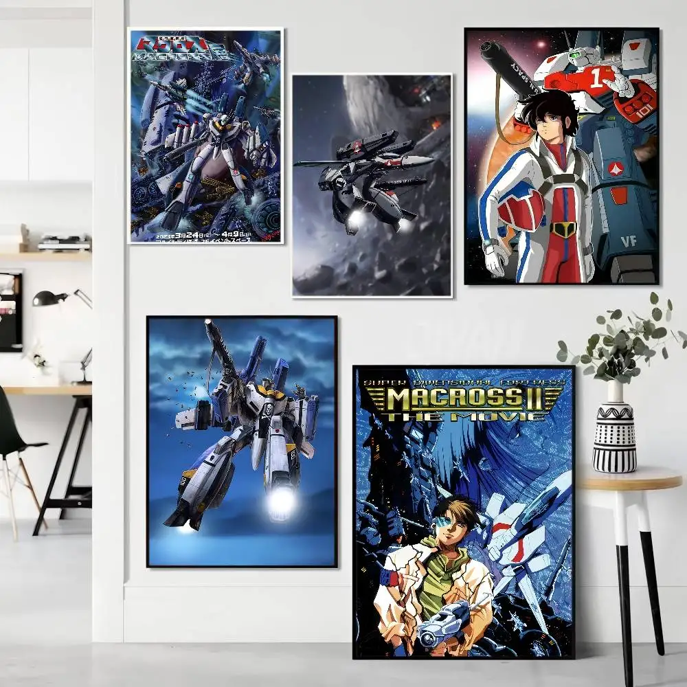 Pósteres de Anime t-the Super Dimension Fortress Macross, carteles adhesivos de calidad HD, arte de pared, carteles Retro para decoración de habitación Kawaii del hogar