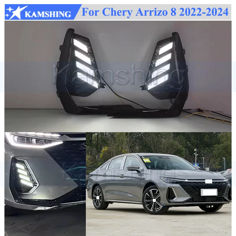

Kamshing 1 Set Modify LED Daytime Running Light DRL For Chery Arrizo 8 2022-2023 Front Foglight Foglamp Front Driving Light