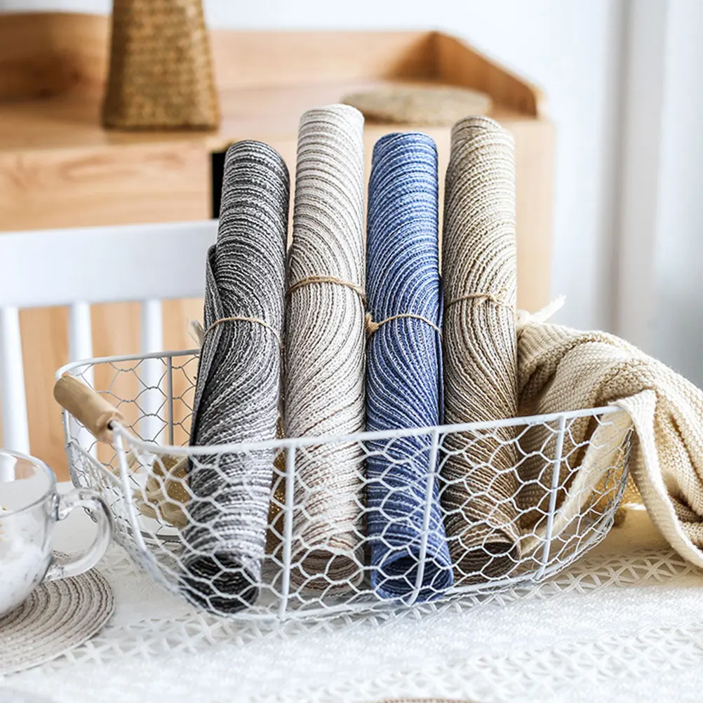 

4pcs Cotton Yarn Placemat Round Heat Insulation Mat Anti Skid Dining Table Decor Home Cup Pad Smooth Surface Premium Material