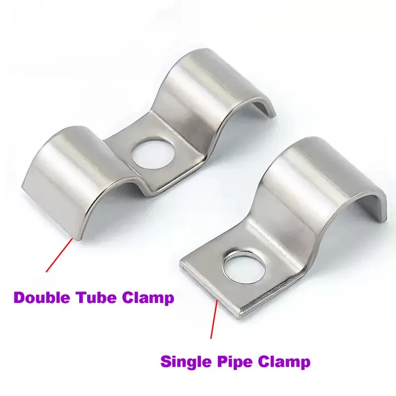 

304 Stainless Steel P Type Single Double Side Pipe clamp Horse Riding For Tube Fixing