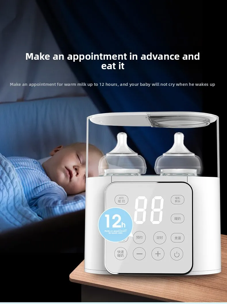 Termostato de leche para bebé, calentador de leche de doble botella, desinfección del termostato de leche dos en uno, temperatura constante de preservación del calor