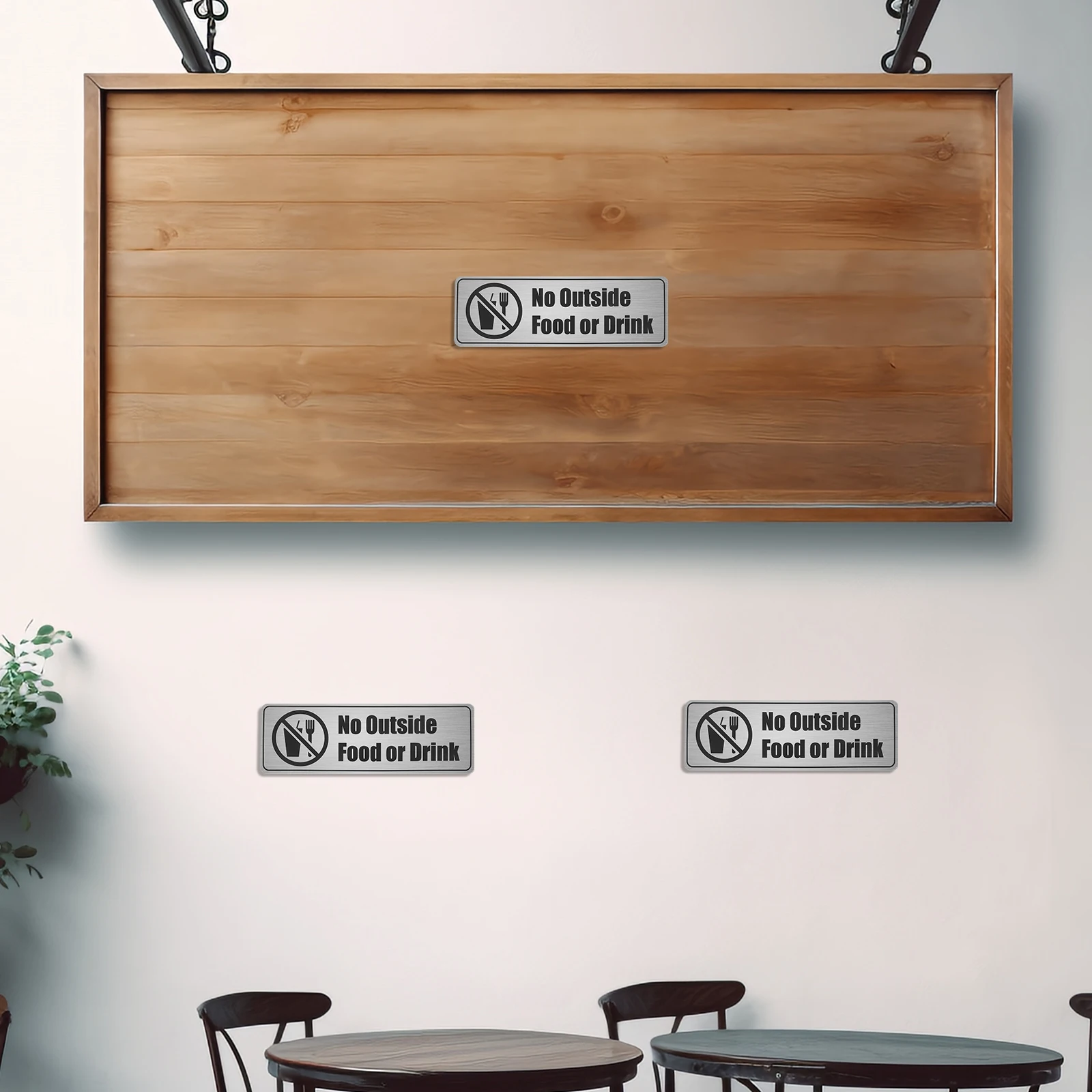 8 قطعة لا ملصق الطعام الخارجي ذاتية اللصق ملصق PVC مطعم مكتب تحذير التسمية لا الغذاء أو الشراب علامة المسمونة