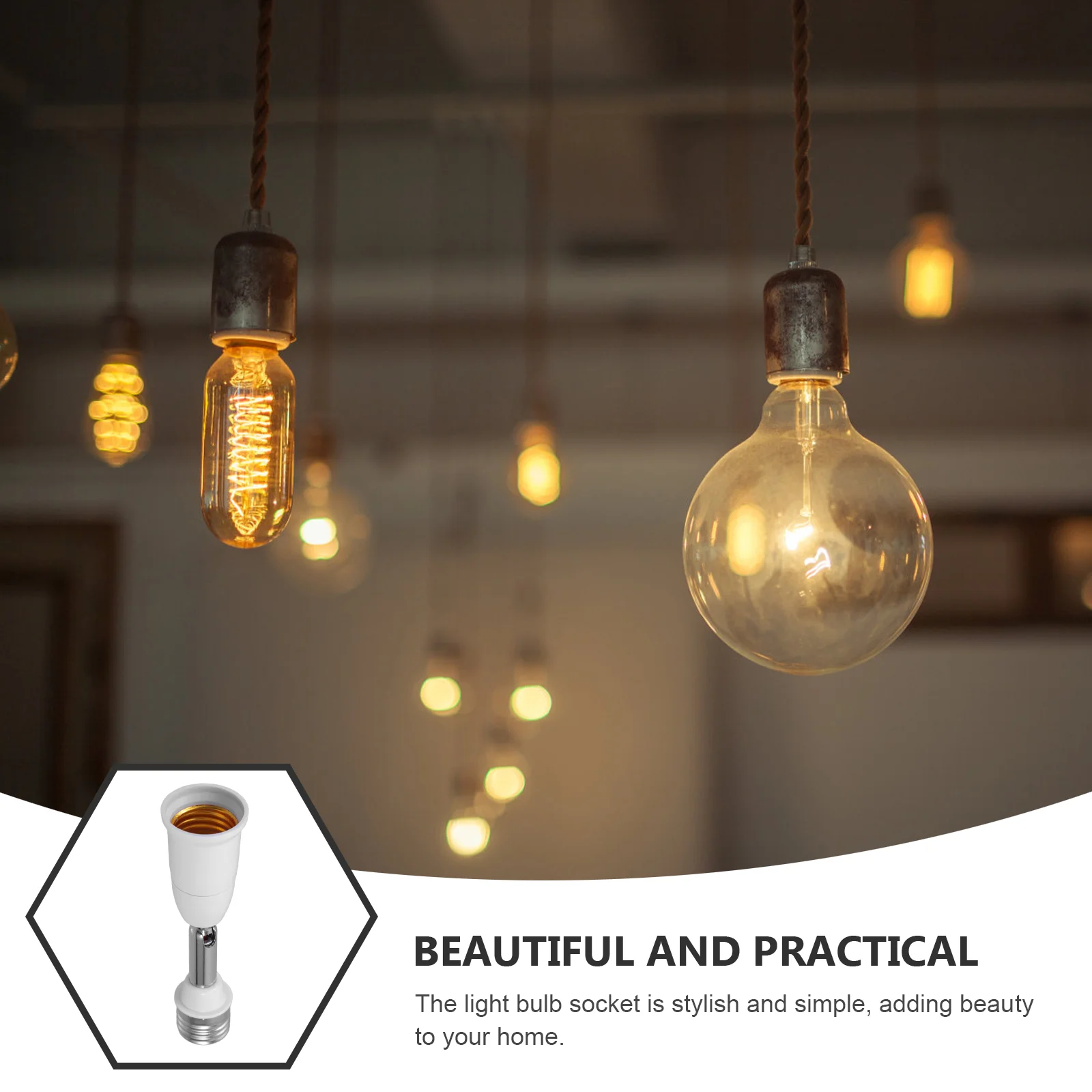 2 Buah Soket Lampu Extender Adaptor Tikungan Diperpanjang Dudukan Lampu Bohlam Dasar Kabel Ekstensi Luar Ruangan Putih