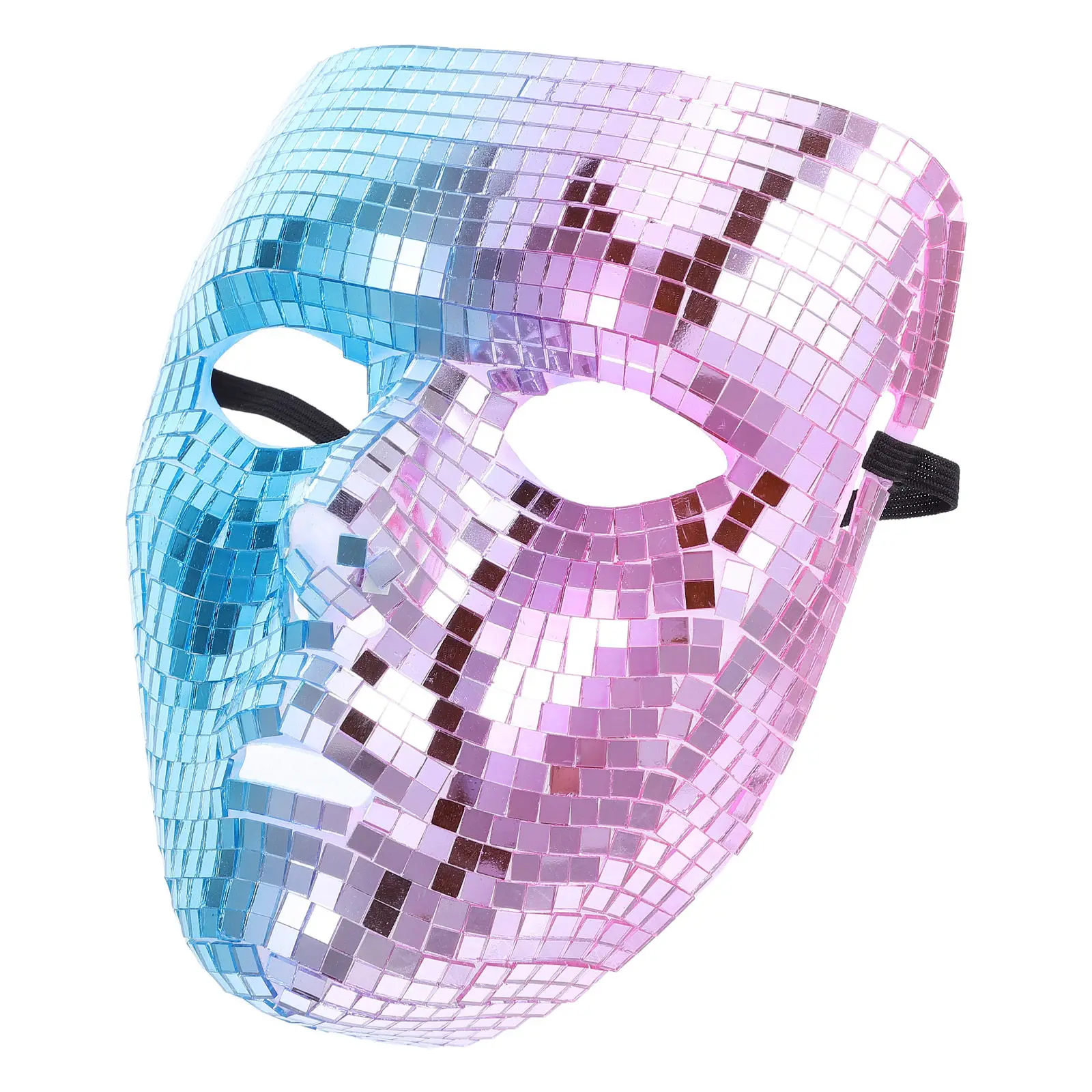 Full Face Disco Mask Nightclub Dj Mask With Sparkly Glitter 70s Mirror Effect Disco Costume Face Cover For Masquerade Ball Dance