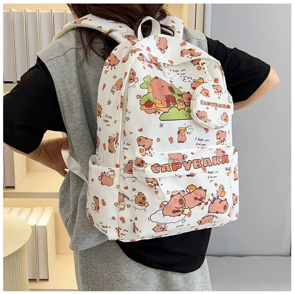 

Multi-Compartment Capybara Backpack Large Capacity Waterproof Children's Shoulder Bag with Small Bag Multi Functional