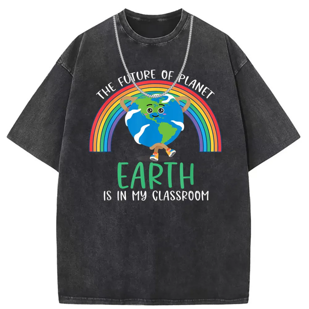 The Future Of Planet Earth Day Men Tee Shirts Unisex Long Sleeve Cotton Tees Sweatshirts Men's Tshirts Vintage Retro Clothing