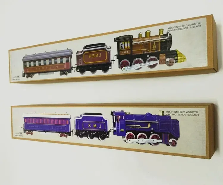 [Funny] Adult Collection Retro Wind up toy Metal Tin moving Vintage Rail train model Mechanical Clockwork toy figures kids gift