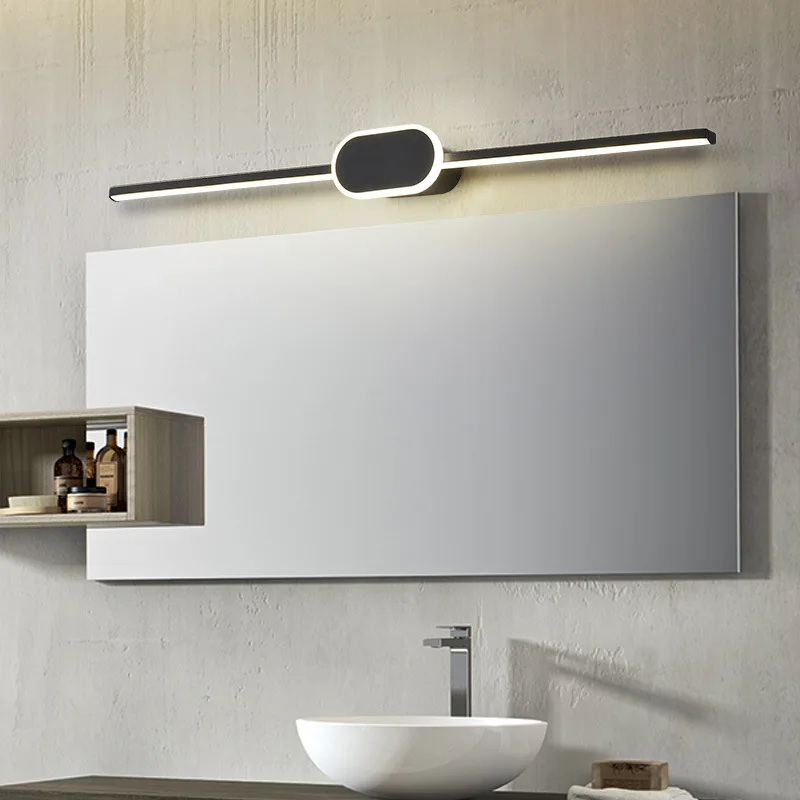 Modern Minimalist Black Mirror Light For Bathroom And Toilet American Long Strip LED Wall Lighting Fixture Not Glaring