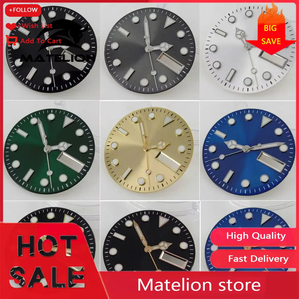 

29mm black gray golden blue Watch Dial for Japan NH36 Movement day date (dial+hand)