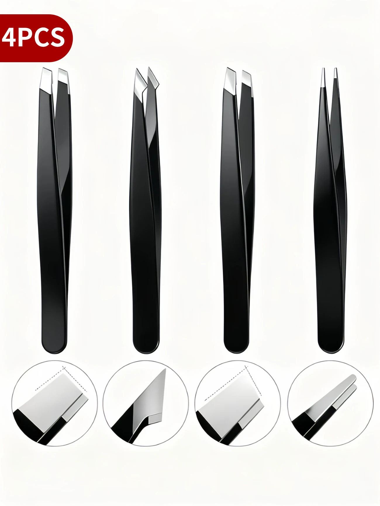 

4-pcs precision tweezers set, professional stainless steel tweezers remove ingent hair&debris multifunctional tweezers tool