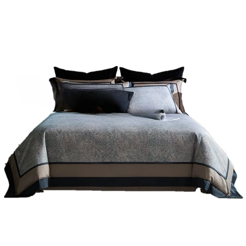 Light luxury high-end double-strand combed island long-staple cotton four-piece set, bed sheet quilt cover