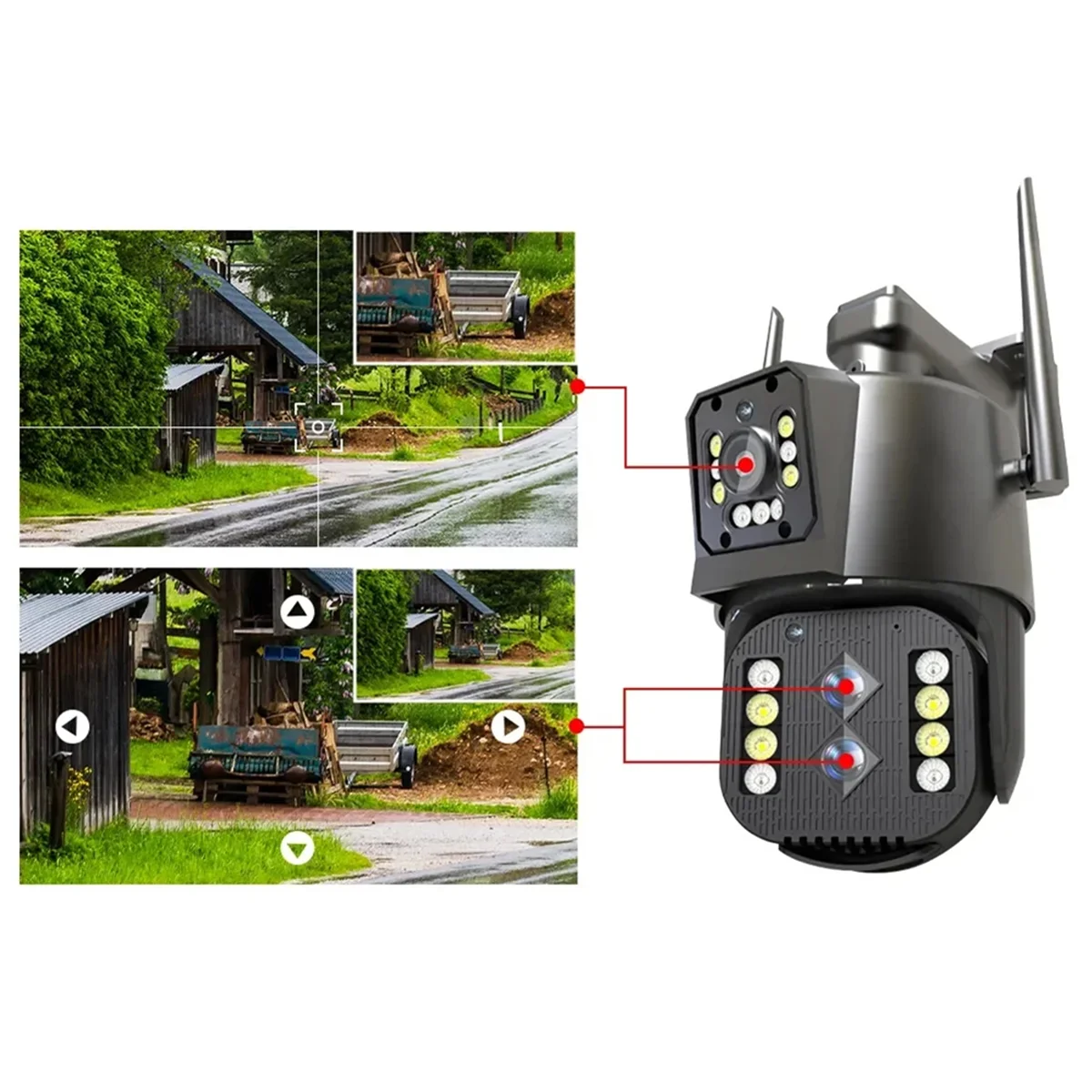 TEH-e12MP 3-Lens Wifi IP Camera 4K PTZ Security Protection Camera Color Night Vision Auto Tracking 10X Digital Zoom EU