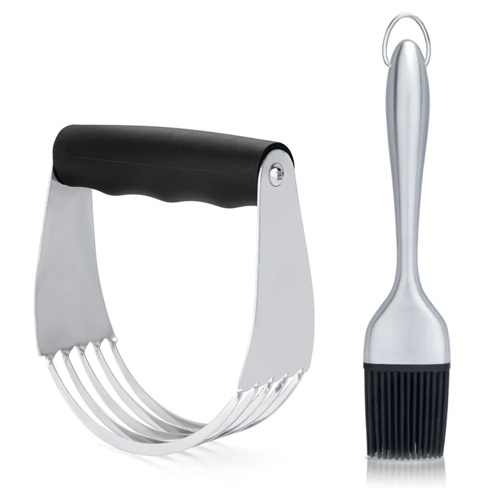 

3Pcs Professional Baking Tool Set Pastry Cutter Dough Blender Bbq Brush Stainless Steel Ergonomic Design Heavy Duty Lightweight