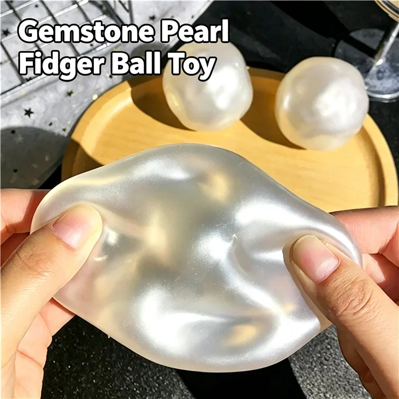 Silver Pearl White Clear Squishy Toy Malleable No Bounce Squeeze Toy Vaseline Filled Decompression Sensory Fidget Relief Toy