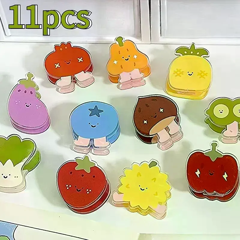 7-11 Pcs Cute Fruit Vegetable Snack Bag Sealer Clips Multi Purpose Clips for Food Packages Receipts Notes Files Book Pages Phot