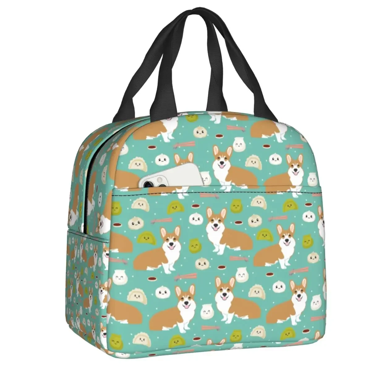 

Custom Dim Sum Corgi Dog Lunch Bag Men Women Cooler Warm Insulated Lunch Boxes for Kids School