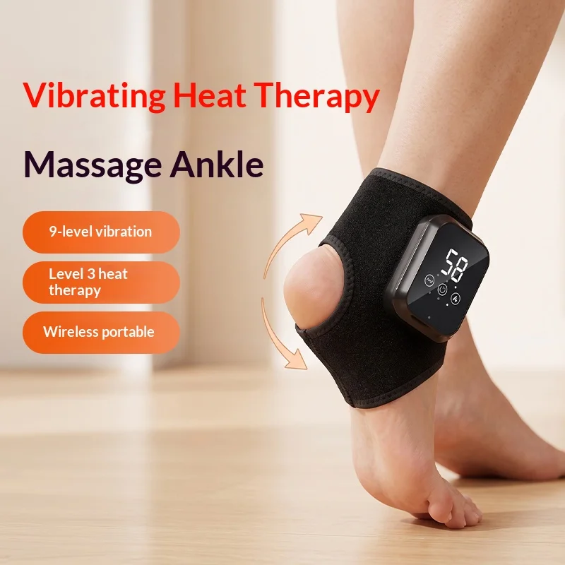 Heated Ankle Massage Wrap 3‑Level Temperature Adjustable Cordless Portable Heating＆Vibration Brace  for Foot & Ankle Comfort Use