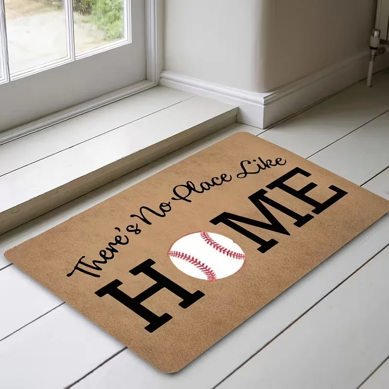 Funny Welcome Door Mat There's No Place Like Home Doormat Baseball Home Plate Door Mats Anti-Slip Mats Home Decoration