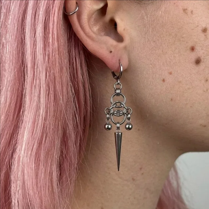 Gothic Y2K Spike Dangle Earrings Original Niche Punk Hip‑Hop Spicy Girl Trendy Party Daily Wear Ear Jewelry Accessory