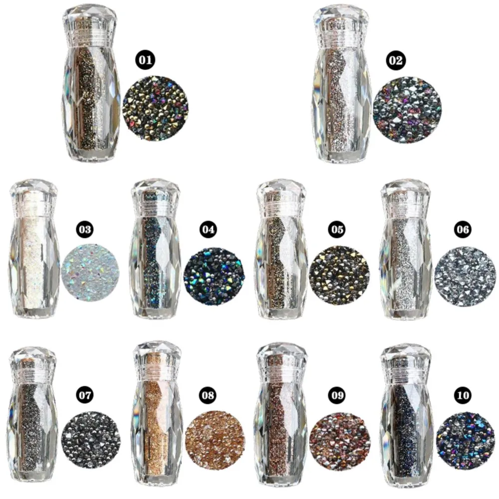 1 Bottle Symphony Glitter Caviar Beads Nails Rhinestones 10g Fairy Micro Crystal Beads 3D Nail Art Decoration DIY Manicure Parts