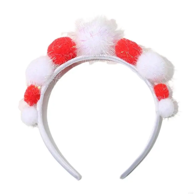 Christmas Hair Hoop Christmas Pom Poms Headband Pom Pom Hairband New Year Party Y166