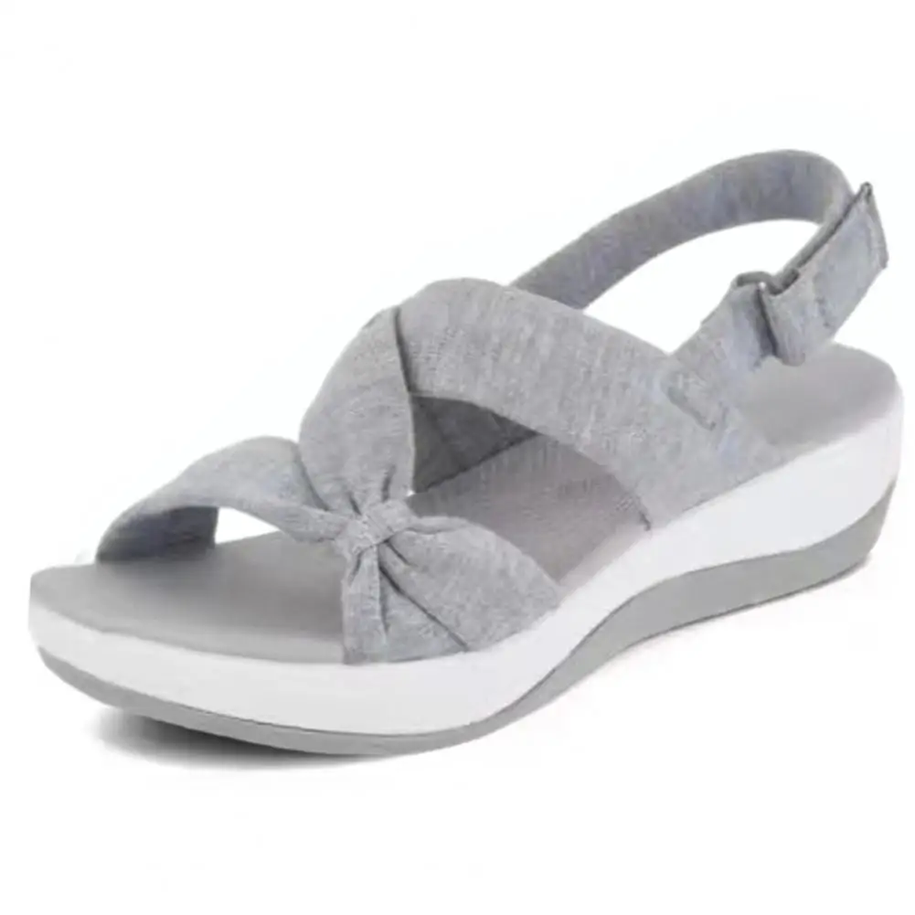 Women Solid Color Sandals Women’s Sandals with Arch Support Comfortable Wedge Walking Sandals Open-toe Footwear for Flat Feet