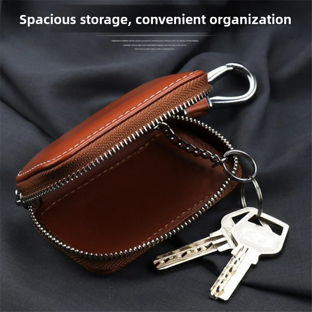 Trendy Leder Schlüsselbund Tasche Schlüssel Brieftaschen Lagerung Tasche Auto Schlüssel Fall Abdeckung Zipper Tasche Schlüssel Halter Organizer Männer Frauen