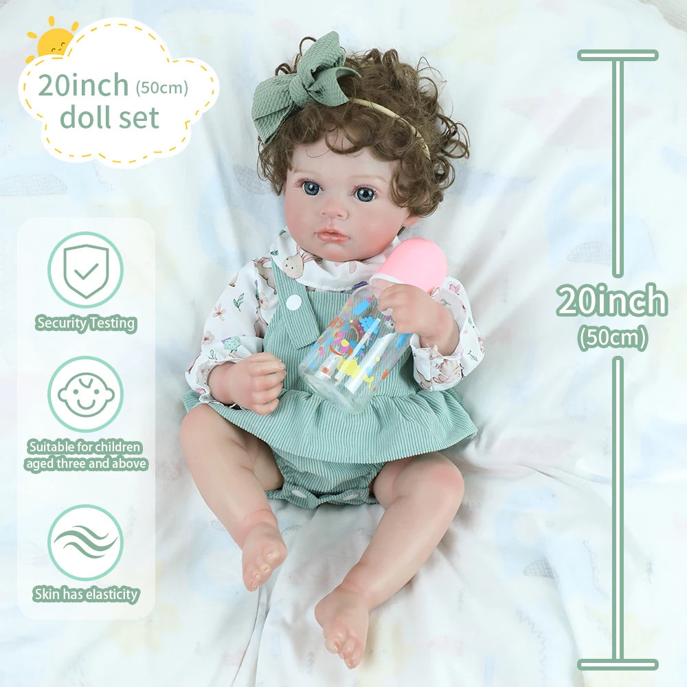 

50CM Full Body Soft Silicone Vinyl Reborn Baby Lifelike Soft Touch 3D Skin Visible Vein Rooted Hair Waterproof Toy for Girl Gift