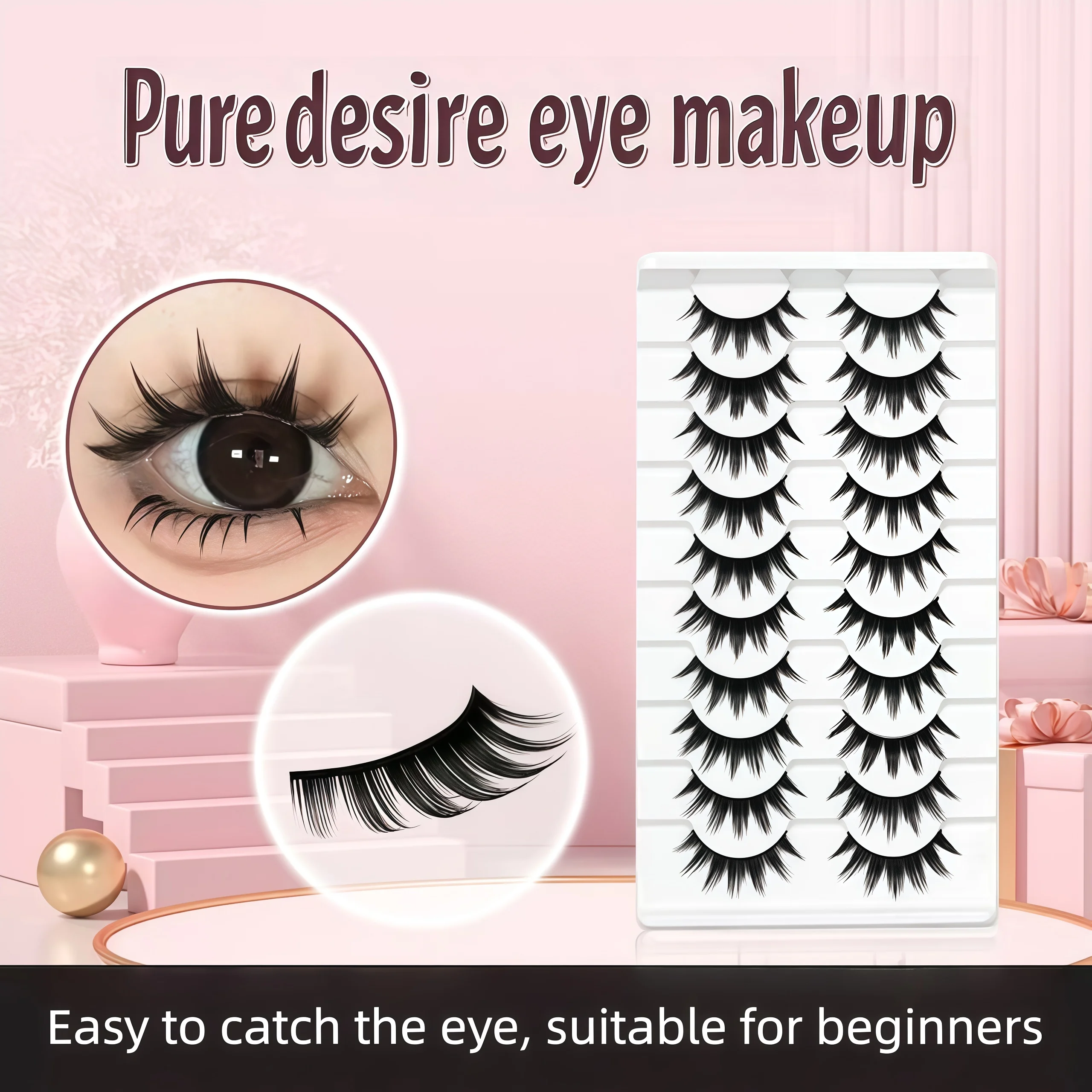 10 Paar künstliche Wimpern mit großem Teufel, Cosplay, dick, einteilig, Baumwollfaden, künstliche Wimpern mit hartem Stiel