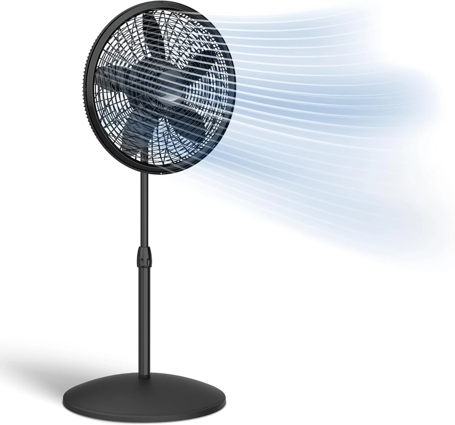 

Pedestal Fan, Oscillating Fan for Bedroom with Adjustable Height and 3 Cooling Speeds, Portable, 18", Black