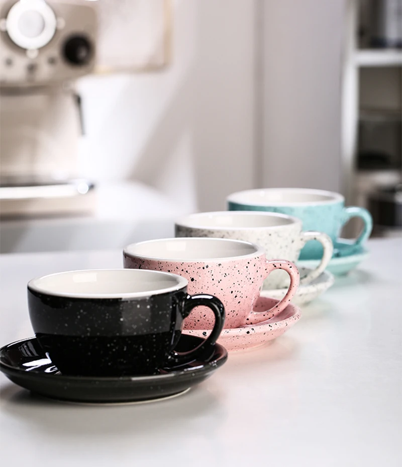 300ml Splash Ink Style Ceramic Coffee Cup And Plate Set European Exquisite Afternoon Tea Latte Cup Dish Office Milk Cup Sets