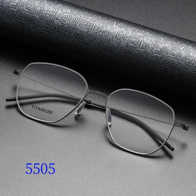 

Oval Men's Grade Glasses Frame Denmark Linde 5055 Titanium No Screw Handmade Glasses Frames Optical Ultra-light Business