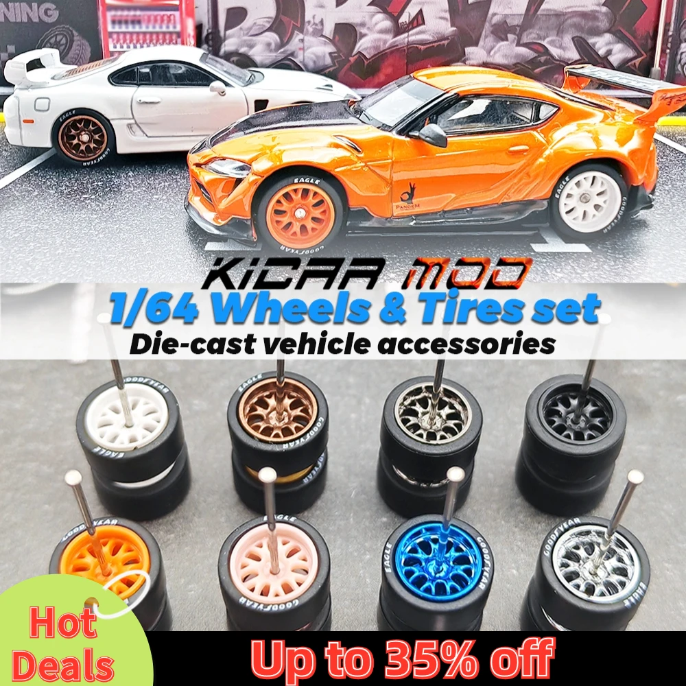 1/64 Wheels with Rubber Tires BBS LM-R Refitting Parts for Diecast Model Car Hot Wheels Matchbox Tomica D:11mm 1 Set