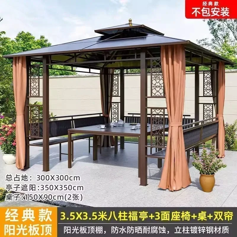 HYS Outdoor gazebo Outdoor courtyard Four-column pavilion Tent agritainment Leisure gazebo Shade and cool villa Tea pavilion