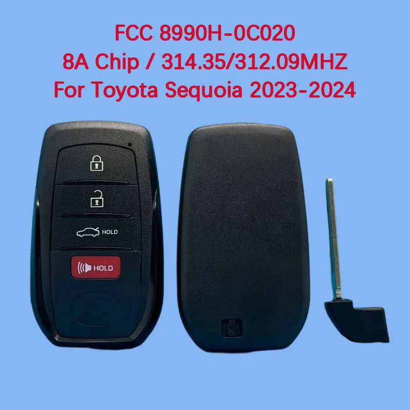 

CN007326 Послепродажный 4-кнопочный смарт-брелок 314,35/312,09 МГц FCC 8990H-0C020 8A чип для Toyota Sequoia 2023-2024