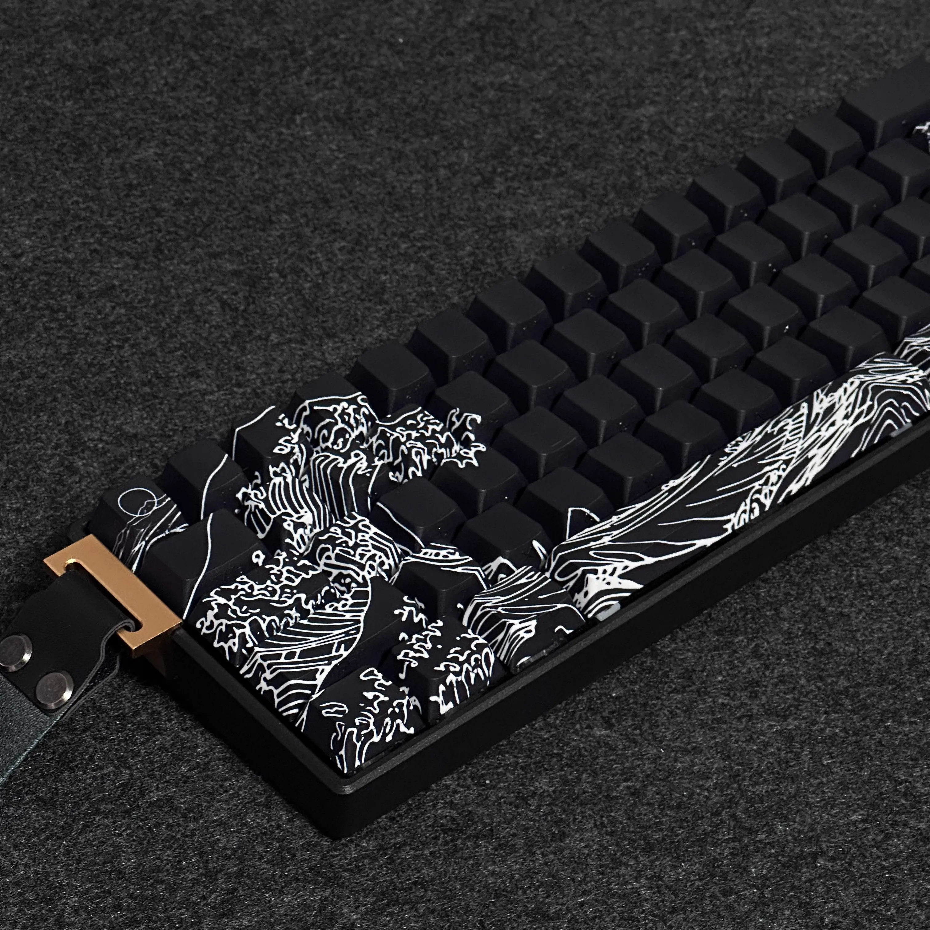 أسود/أبيض موجة البحر موضوع كيكابس أنيمي PBT الكرز الشخصي مخصص الجانب شفافة مفتاح قبعات ل 60% هدايا لوحة المفاتيح الميكانيكية