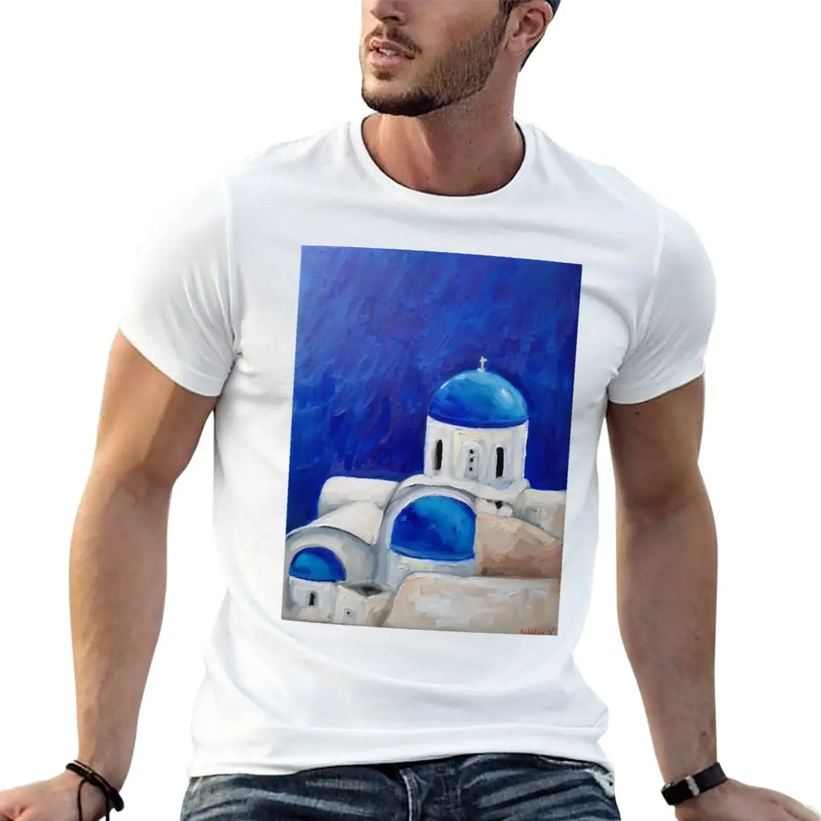 Santorini T-Shirt aesthetic clothes blacks plus sizes mens t shirts