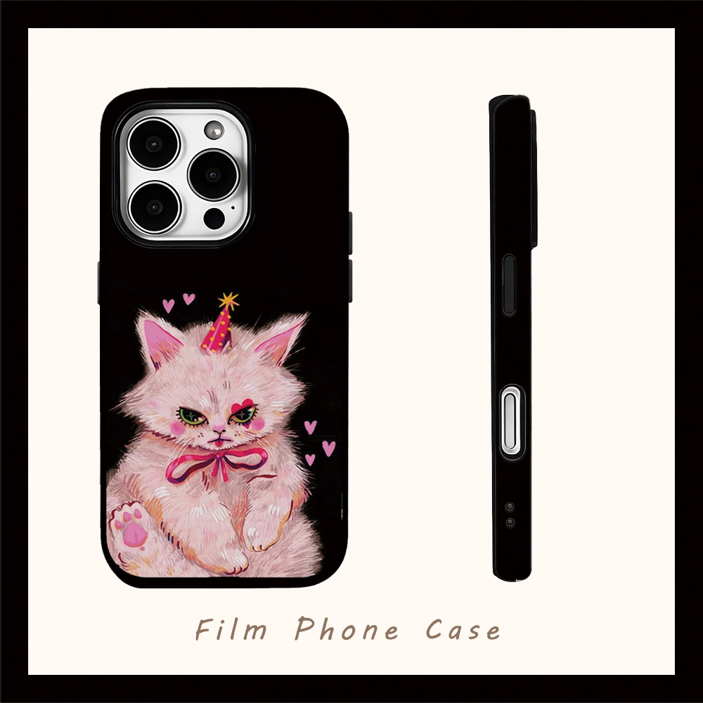 CLOWN KITTY Handyhülle für IPhone 16 15 14 13 12 11 X XS XR XSMAX 7 8 Pro Max Plus Doppelschichtige Rückseite