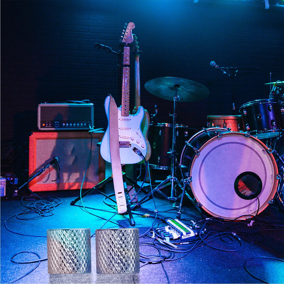 6 قطع من مقابض جيتار الجهير، أجزاء متينة، مقياس جهد الصوت من سبائك الألومنيوم باللون الفضي #1