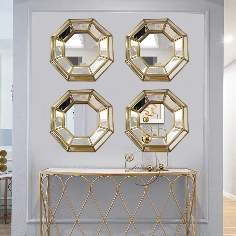 DSA light luxury living room dining room decoration mirror sticker combination wall hanging mirror sofa TV background decoration