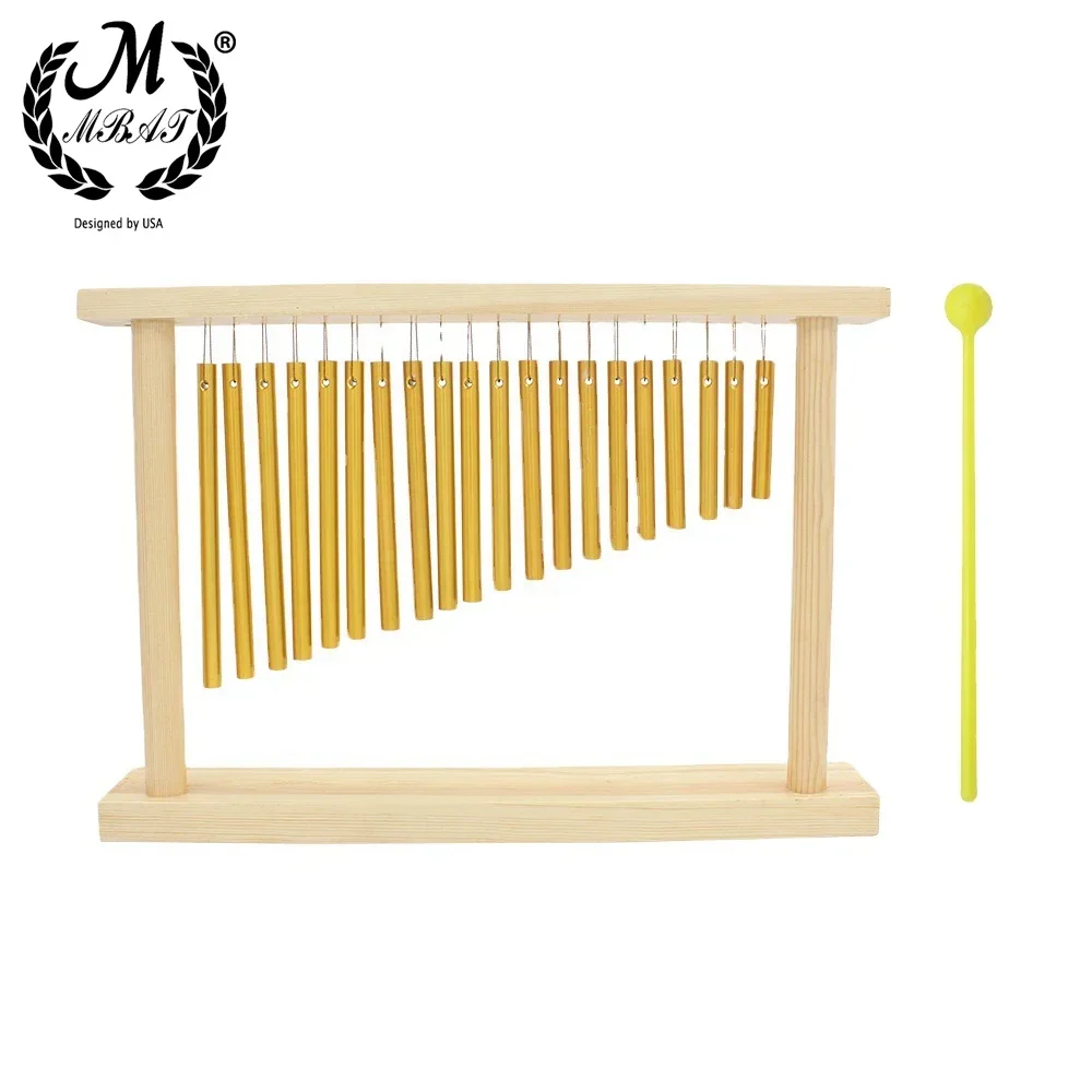 

M MBAT Wind Chime Solid Aluminum Tube Wooden 20 Tone Desktop Table Wind Chime Single Row Classroom Office Decoration Instruments