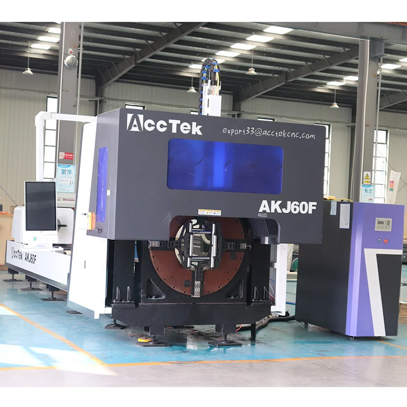 2KW 2000W 6000W Three Chuck Laser Tube Cutting Machine Cnc Fiber Laser Cutting Machine for Metal Pipe Tube 5 Axis for Sale