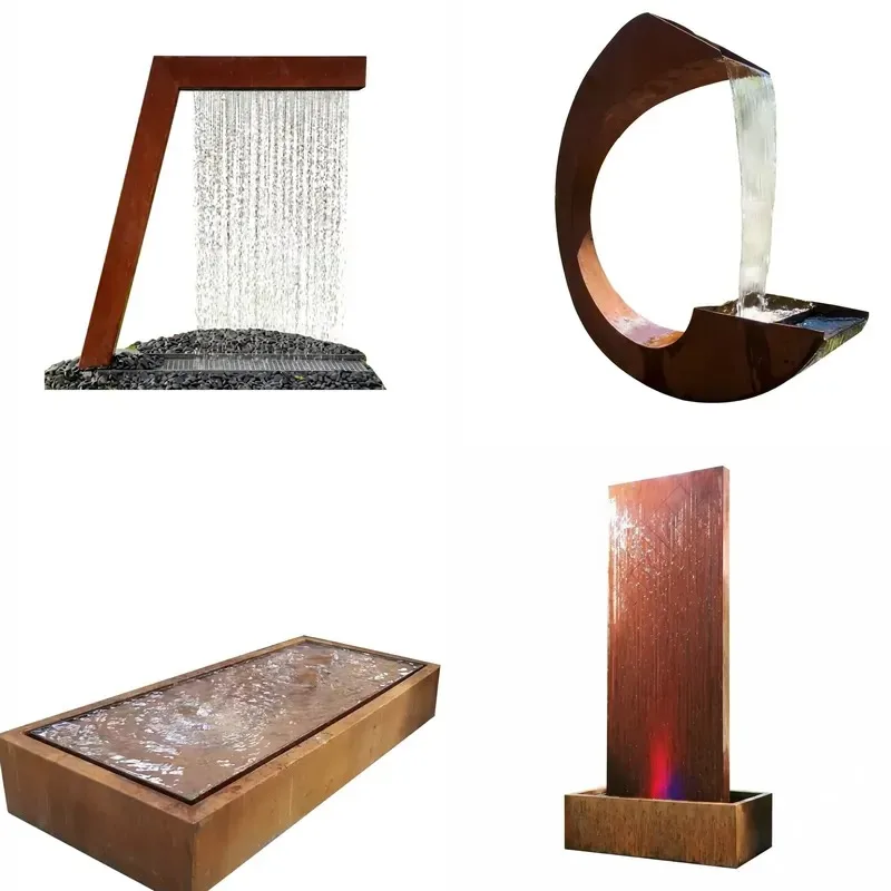 Customizable Weathering Steel Water Feature Fountain for Outdoor Decoration Rust Treated or Painted