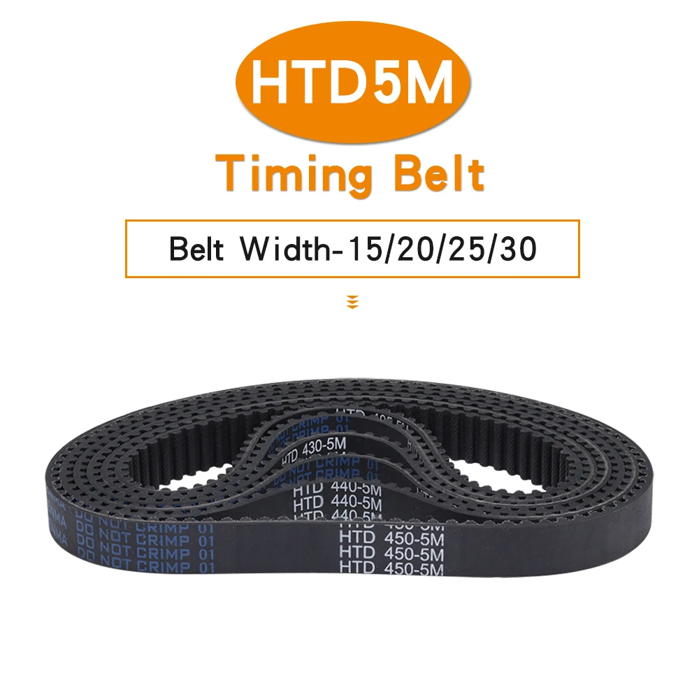 

1 Pcs HTD5M Timing Belt Width 15/20/25/30 mm Closed Loop Rubber Belt Perimeter 405/410/415/420/425/430/435/440/445/450/460 mm