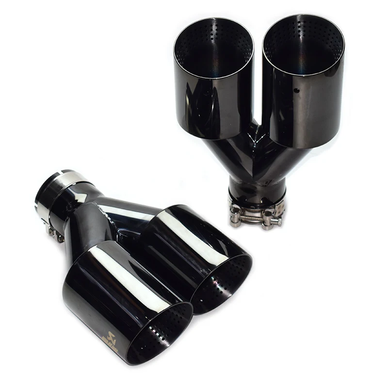 1 pair of matte quad out stainless steel 101mm outlet GM exhaust pipe black muffler tip exhaust nozzle exhaust head