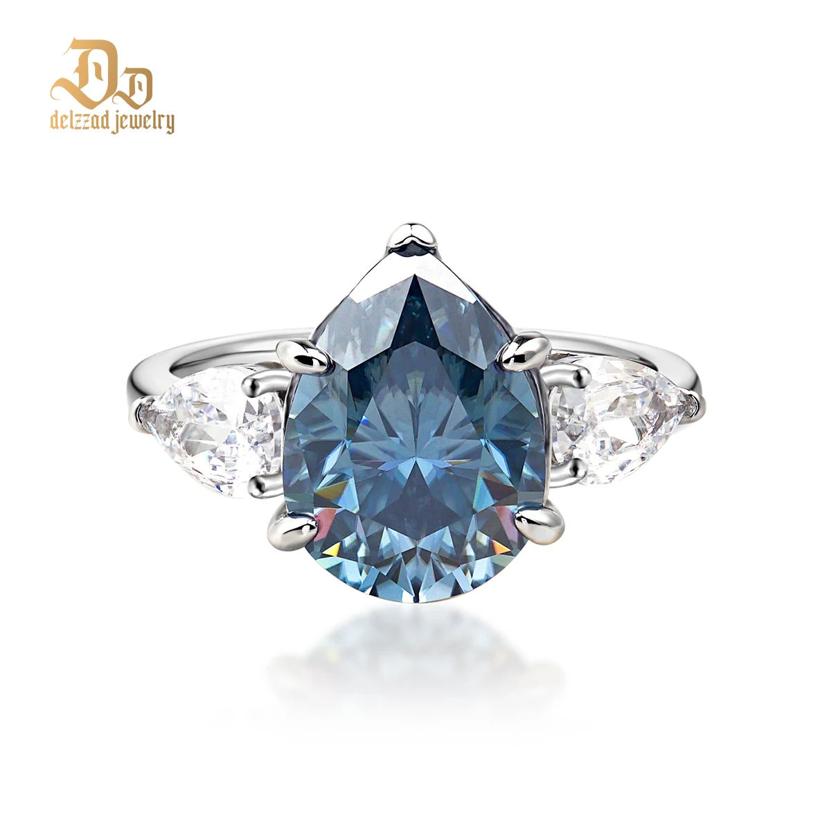 

Delzzad S925 Round VVS Synthetic Moissanite Teardrop Ring Sweetheart Elegant Atmosphere Simple Mother's Day Birthday Party Gifts