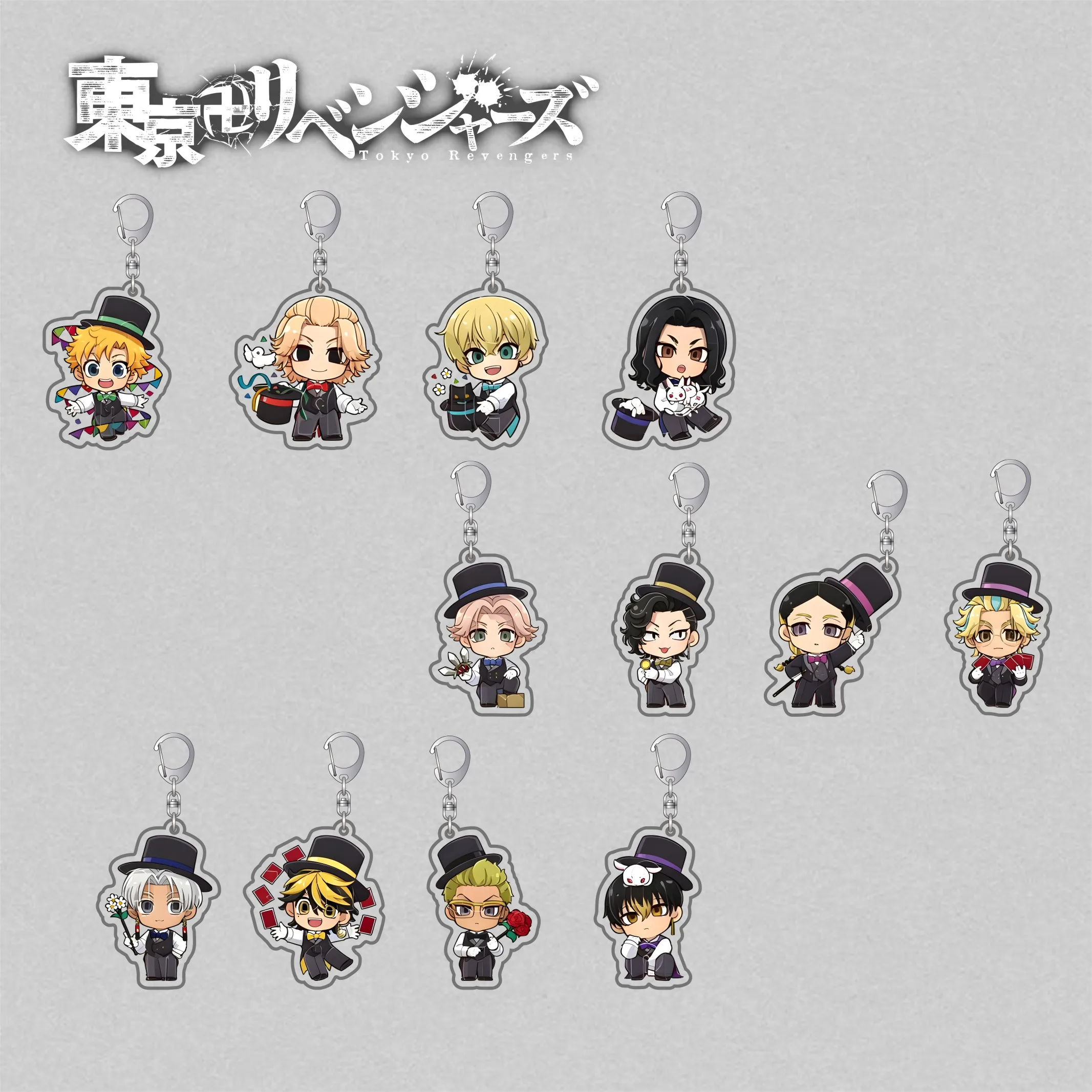 Kawaii Anime Tokyo Revengers Figures Chibi Magic hat 6cm Double-sided Acrylic Keychain Gift for friends