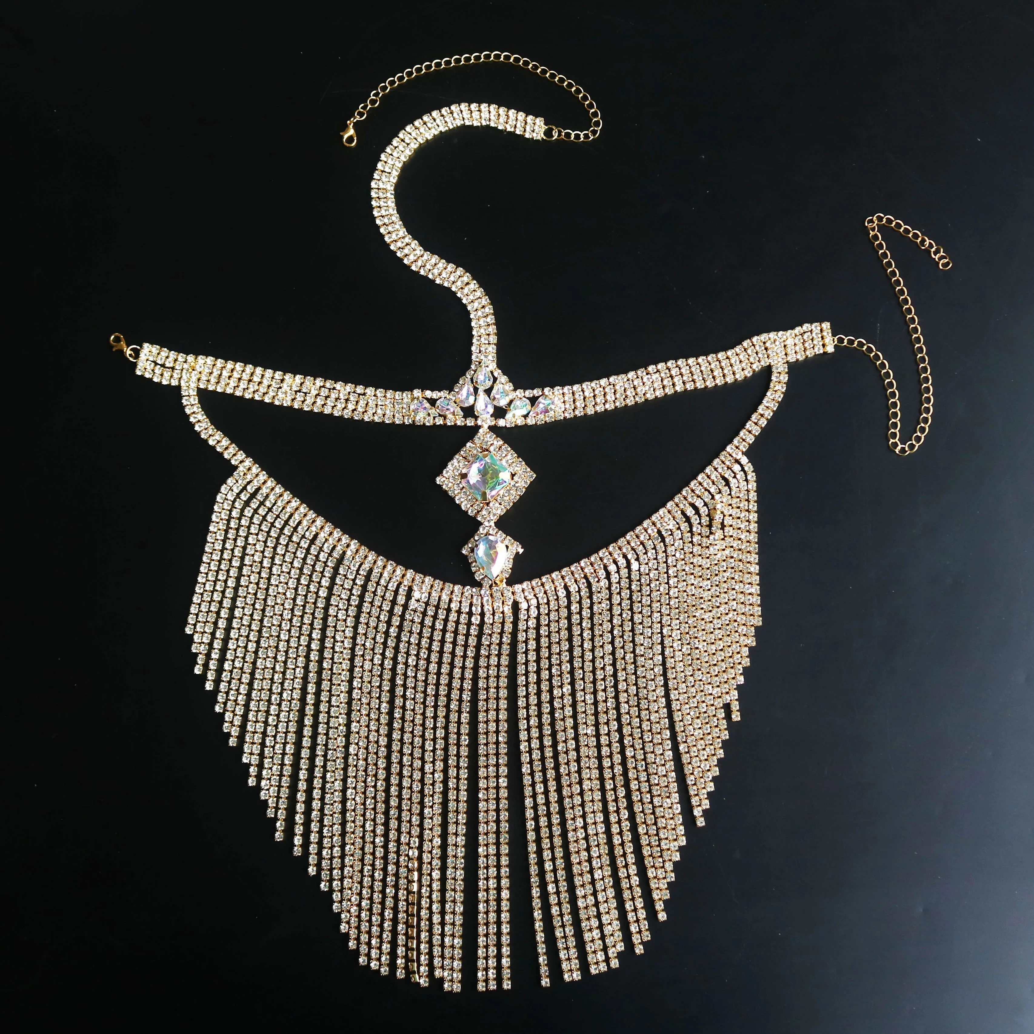 Women's Tassel Veil Bling Mask Rhinestone Chain Headwear Masquerade Dance Party Costume Accessory Sexy Face Curtain Jewelry